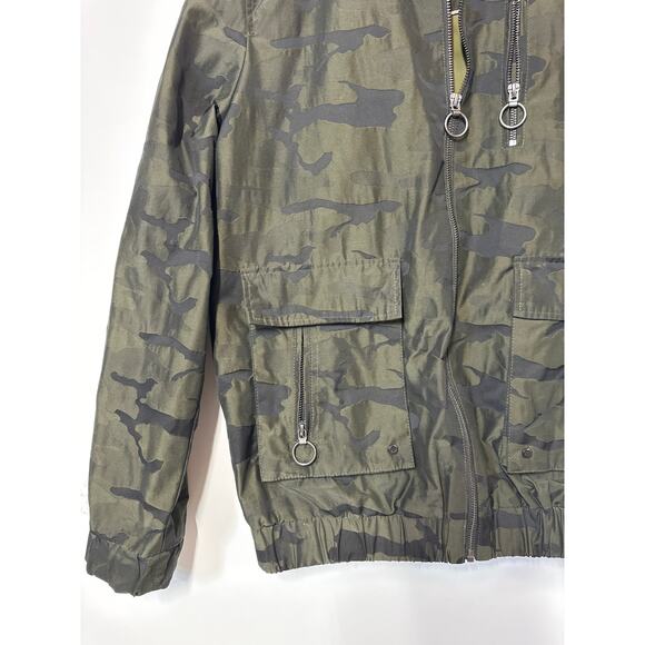 Blank NYC Camo Bomber Jacket Camouflage Military Utility Streetwear Green Sz M - Picture 3 of 11